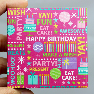 SilverTowne Natural Kraft Paper Gift Box with Pink Happy Birthday Words Box Sleeve